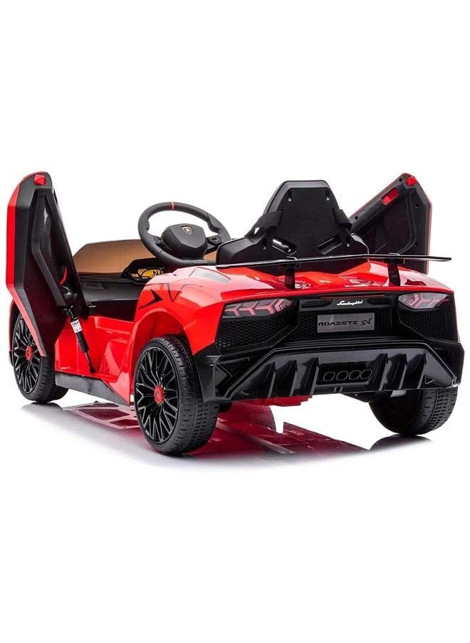 Licensed Lamborghini Aventador Battery Operated Car For Kids Ride On Baby Car With Music Light Leather Seat Kids Car Electric Car Battery Operated Ride On Car For Kids 2 To 6 Years Boys Girls Red