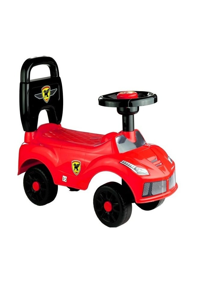 Stylish Red Ride-On Toy Car for Kids with Steering Wheel, Horn, and Fun Stickers – Perfect First Car for Toddlers and Young Children