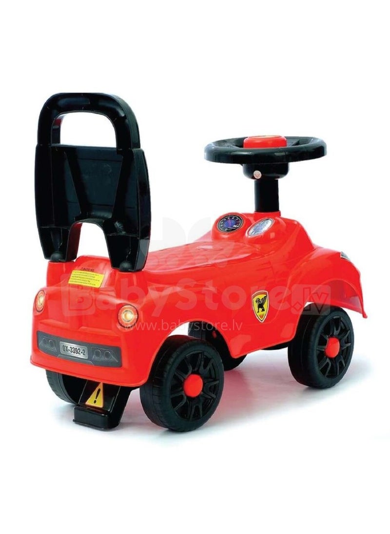 Stylish Red Ride-On Toy Car for Kids with Steering Wheel, Horn, and Fun Stickers – Perfect First Car for Toddlers and Young Children