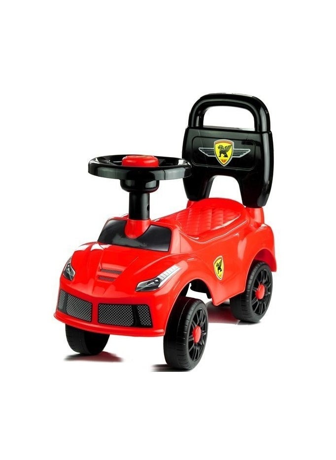 Stylish Red Ride-On Toy Car for Kids with Steering Wheel, Horn, and Fun Stickers – Perfect First Car for Toddlers and Young Children