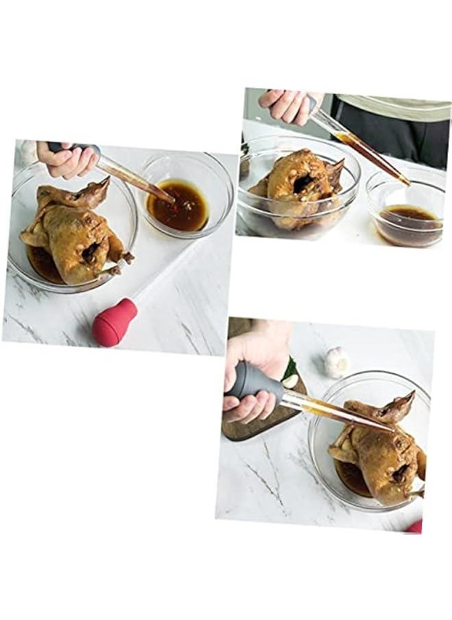 1pc Barbecue Seasoning Fluid Silicone Turkey Baster Glass Turkey Baster Liquid Baster Silicone Light Bulbs Seasoning Tube Meat Baster Lab Bread Roast