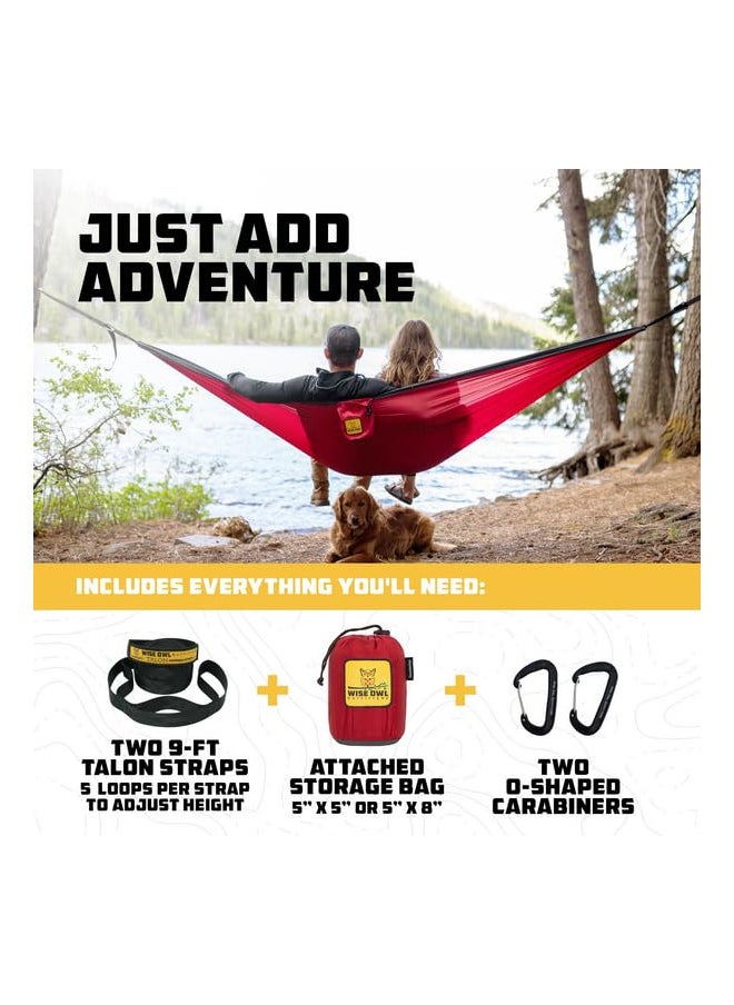 Wise Owl Outfitters Camping Hammock - Camping Accessories Single or Double Hammock for Outdoor, Travel Hammock Indoor w/Tree Straps