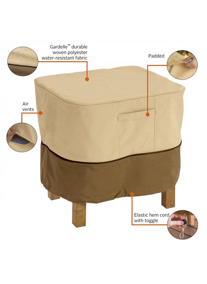 Classic Accessories Veranda Water-Resistant 21 Inch Square Patio Ottoman/Side Table Cover, Outdoor Table Cover