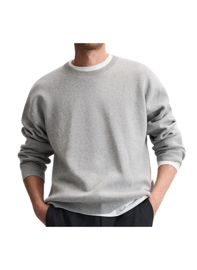 Sweatshirt For Men-Warm Fleece Round Neck Sweatshirt,Long Sleeve-Perfect For Winter,Stylish And Comfortable,Ideal For Daily Wear,Sports,Workouts