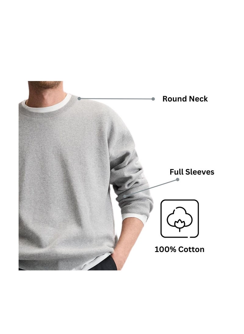 Sweatshirt For Men-Warm Fleece Round Neck Sweatshirt,Long Sleeve-Perfect For Winter,Stylish And Comfortable,Ideal For Daily Wear,Sports,Workouts