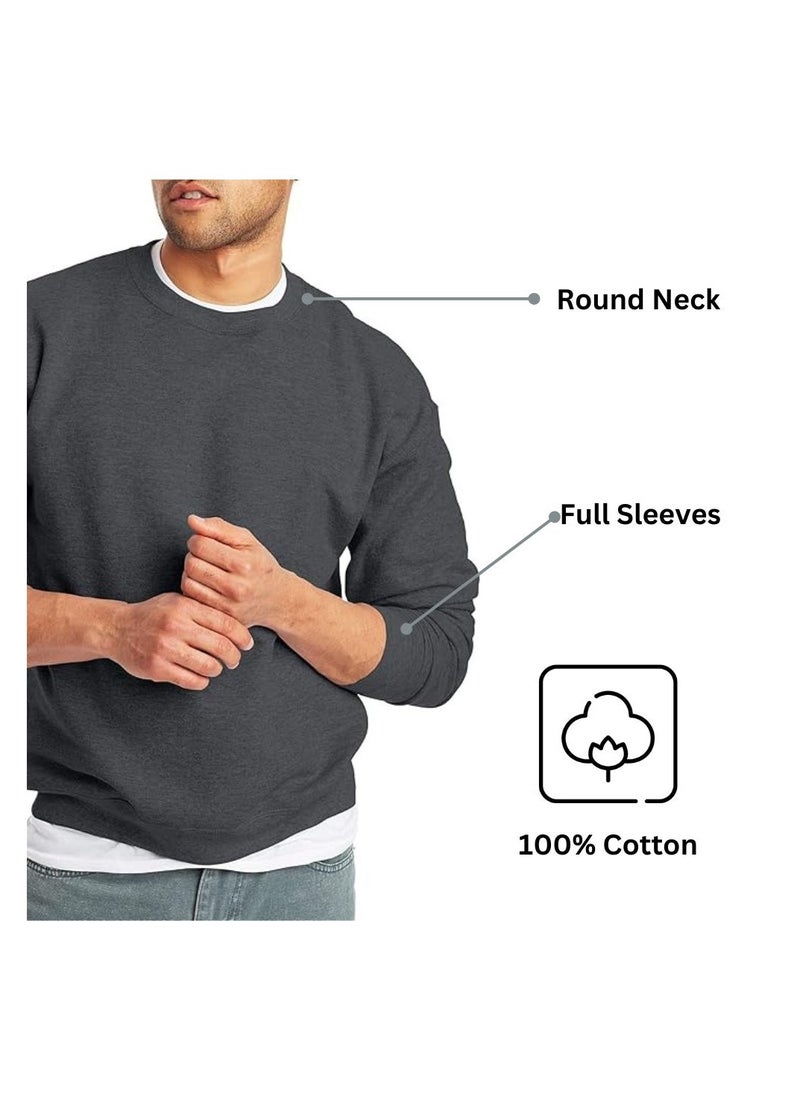 Sweatshirt For Men-Warm Fleece Round Neck Sweatshirt,Long Sleeve-Perfect For Winter,Stylish And Comfortable,Ideal For Daily Wear,Sports,Workouts