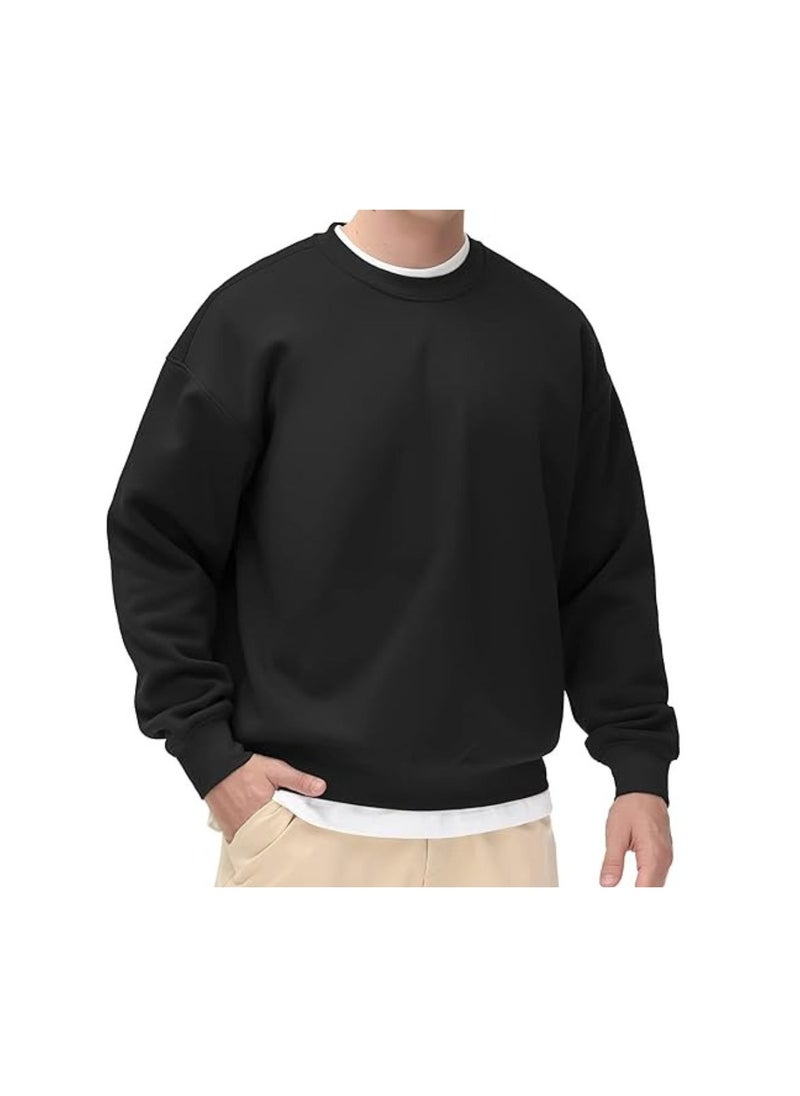 Sweatshirt For Men-Warm Fleece Round Neck Sweatshirt,Long Sleeve-Perfect For Winter,Stylish And Comfortable,Ideal For Daily Wear,Sports,Workouts