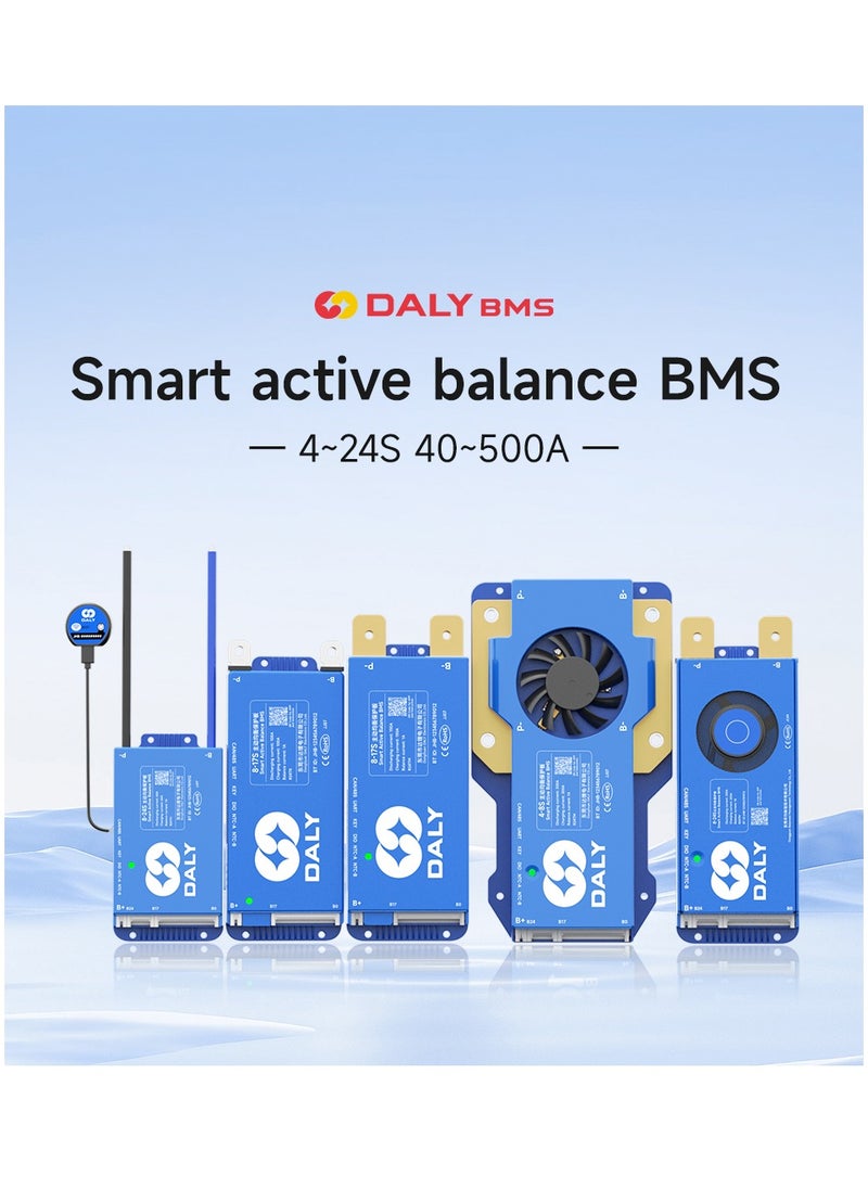 DALY Smart Active Balance BMS 80A to 100A 4S-24S UART & CAN/RS485 Protection Board with Build-in Bluetooth and NTC for LFP/NCM/LTO Lithium Battery Pack