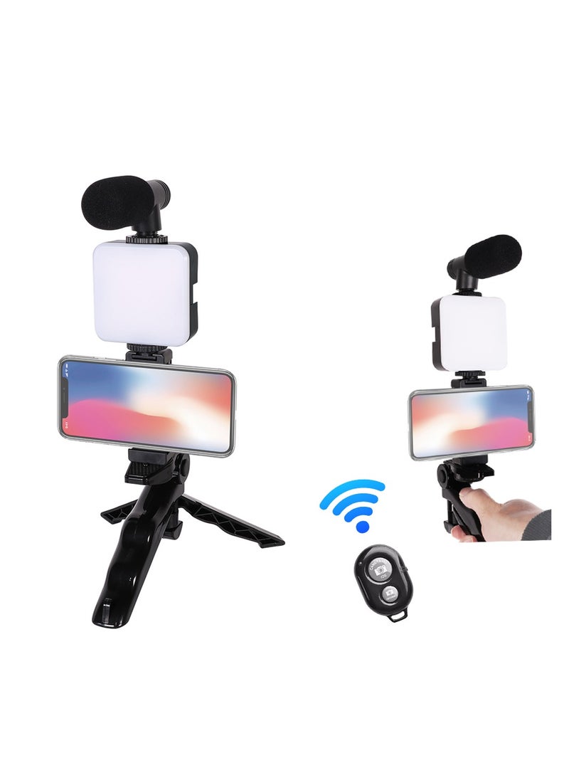 Smartphone And Camera Vlogging Studio Kits Video Shooting Photography Suit With Microphone LED Fill Light Mini Tripod