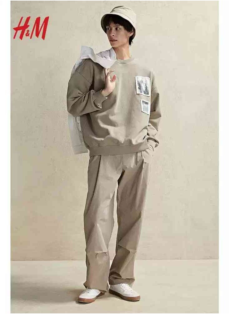 HM New Fashionable Casual Round Neck Loose American Long Sleeved Sweatshirt