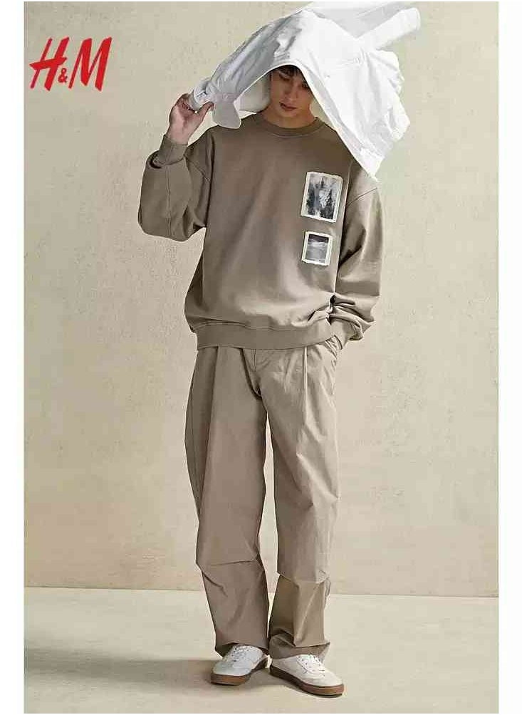 HM New Fashionable Casual Round Neck Loose American Long Sleeved Sweatshirt