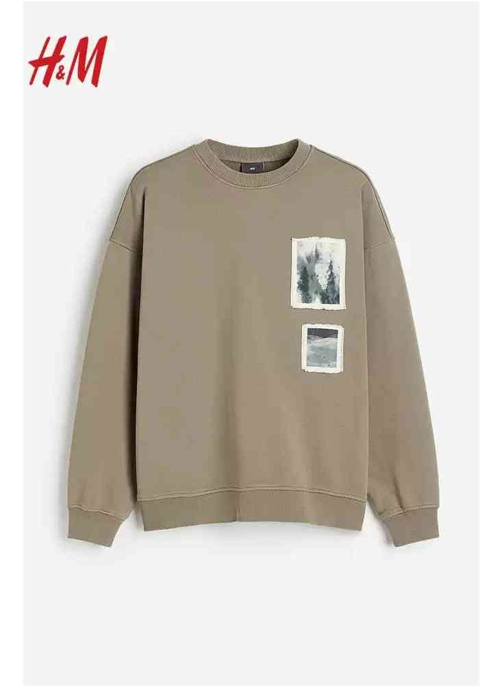 HM New Fashionable Casual Round Neck Loose American Long Sleeved Sweatshirt