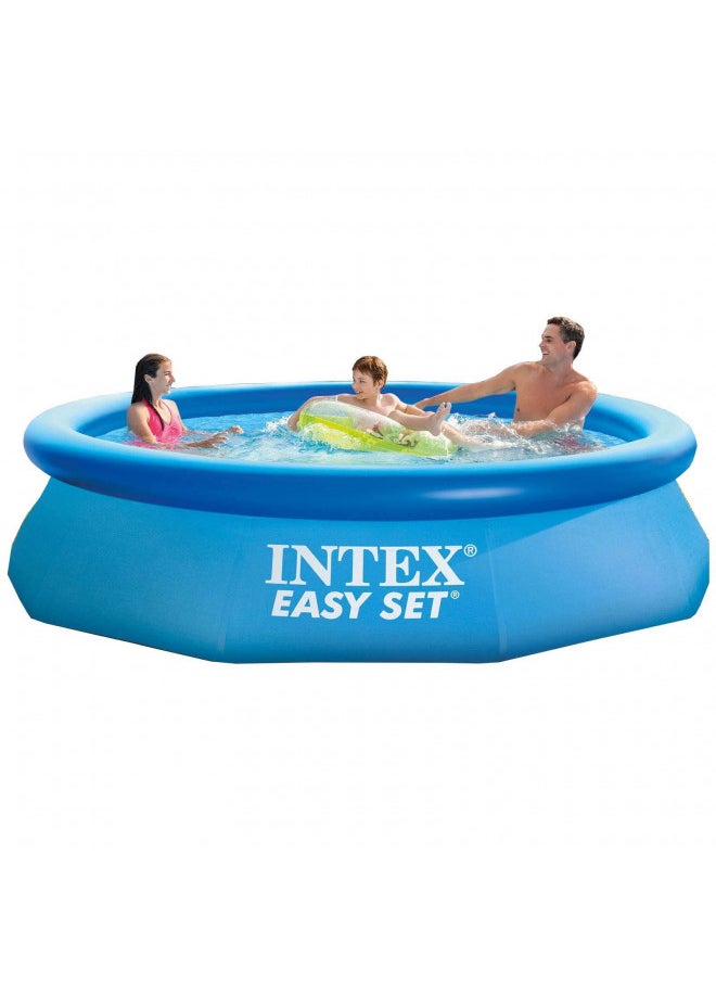 Intex Easy Set 10 Foot x 30 Inch Above Ground Inflatable Round Swimming Pool with 30 Gauge 3 Ply Side Walls and Drain Plug, Blue