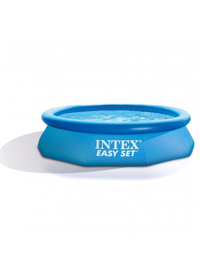 Intex Easy Set 10 Foot x 30 Inch Above Ground Inflatable Round Swimming Pool with 30 Gauge 3 Ply Side Walls and Drain Plug, Blue