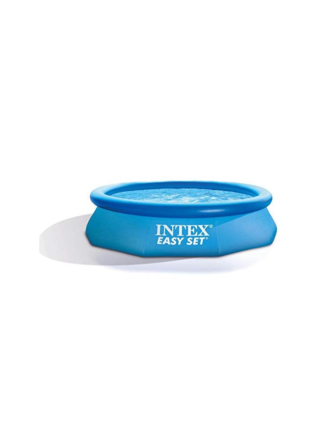 Intex Easy Set 10 Foot x 30 Inch Above Ground Inflatable Round Swimming Pool with 30 Gauge 3 Ply Side Walls and Drain Plug, Blue