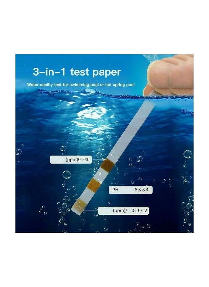 50-Pieces/Bottle 3-In-1 Multipurpose Chlorine PH Test Strips,SPA Swimming Pool Water Tester Paper