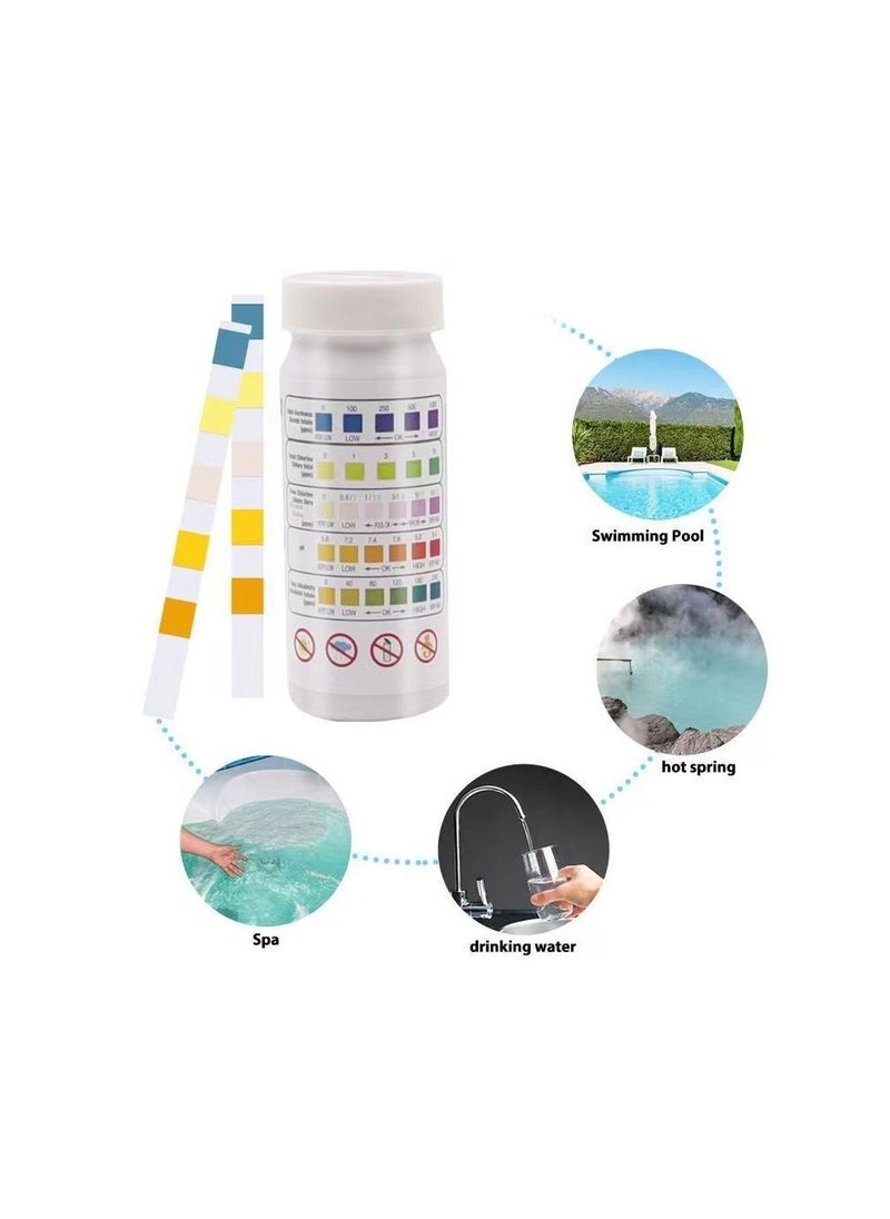 50-Pieces/Bottle 5-In-1 Multipurpose Chlorine PH Test Strips,SPA Swimming Pool Water Tester Paper