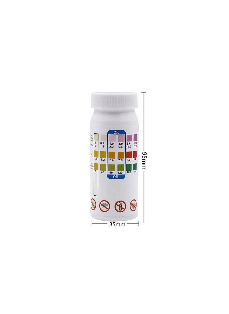 50-Pieces/Bottle 5-In-1 Multipurpose Chlorine PH Test Strips,SPA Swimming Pool Water Tester Paper