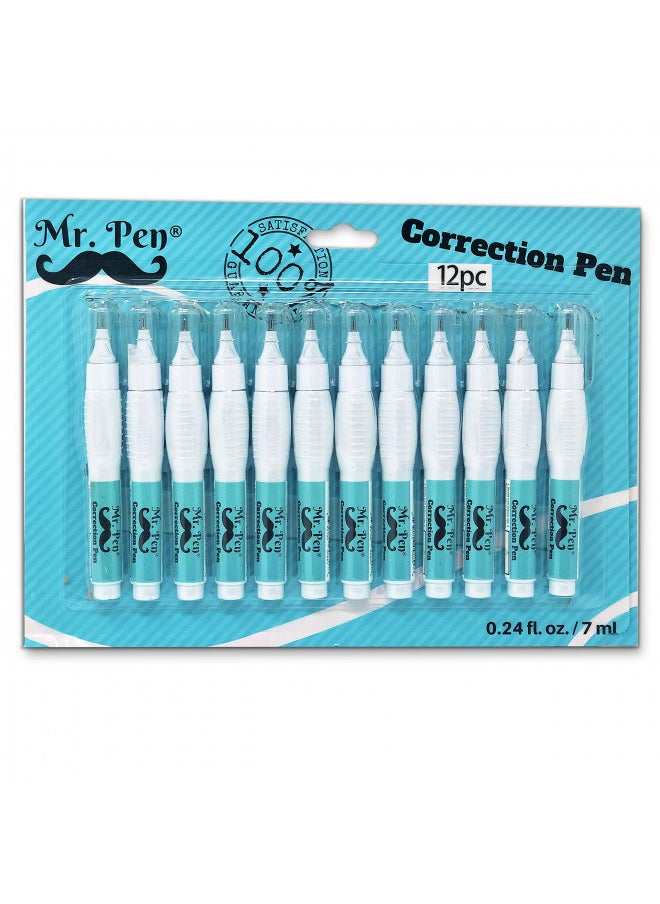 Mr. Pen- Correction Pen, Correction Fluid, Pack of 12, Correction liquid White, White Correction Fluid, White Fluid, White Out, Wipe Out Liquid, Wide Out Fluid, White Correction Tape Pen Fluid