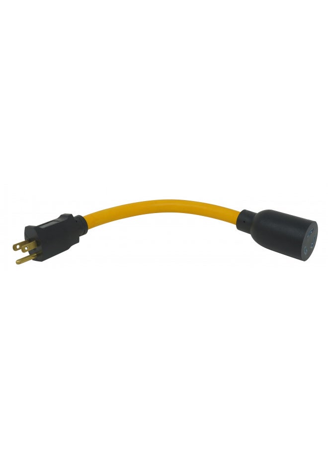 Coleman Cable 90208802 090208802 Generator Cord Adapter from 5-15P to L5-20R (9 in; 12/3 Gauge); Yellow