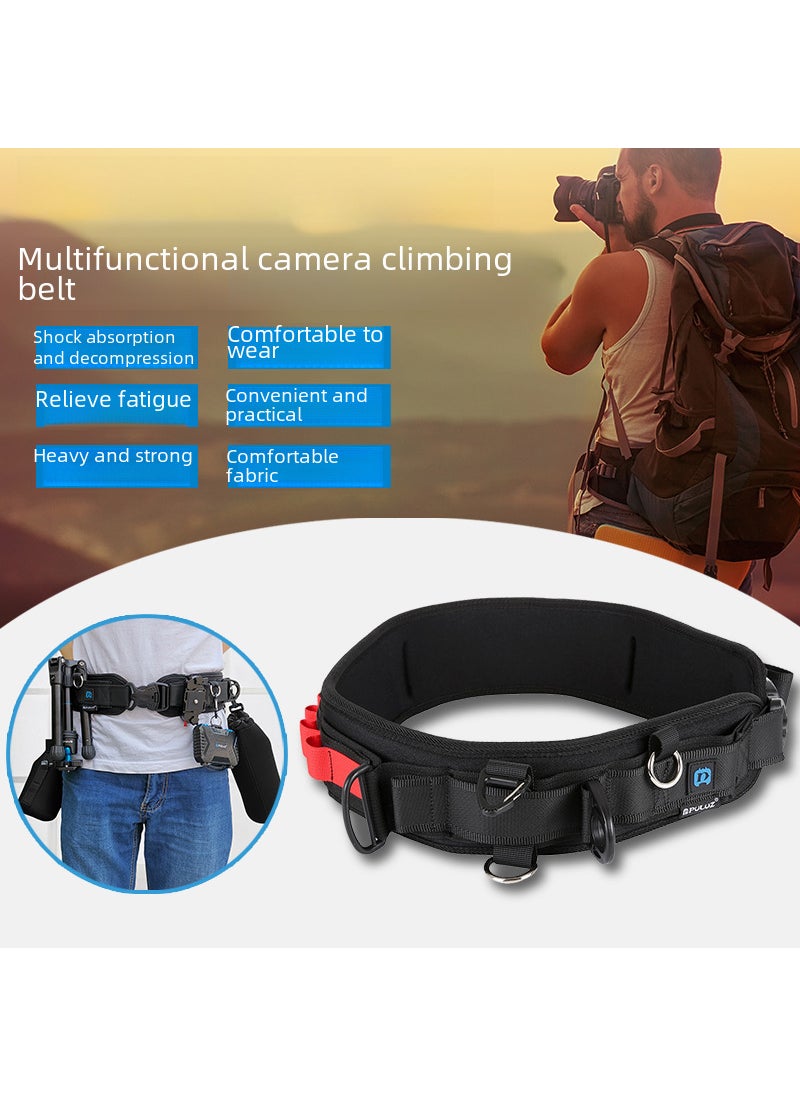 PULUZ Fat Cow Multifunctional Photography Belt Mountaineering Riding Waist Pack SLR Digital Camera Fixed Quick Hanging Belt Black