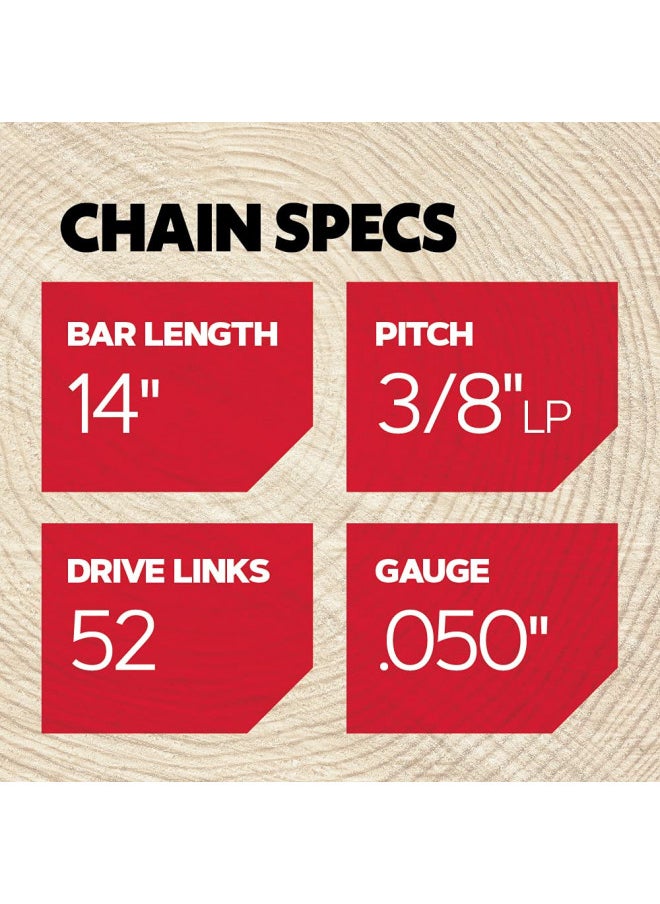 Oregon S52 AdvanceCut Chainsaw Chain for 14-Inch Bar -52 Drive Links low-kickback chain fits Echo, Craftsman, Poulan and more, Grey, 1 Pack