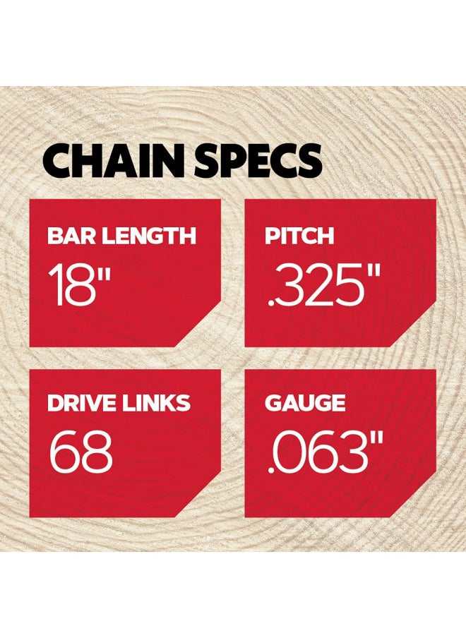 Oregon L68 ControlCut Chainsaw Chain for 18-Inch Bar, 68 Drive Links, .325