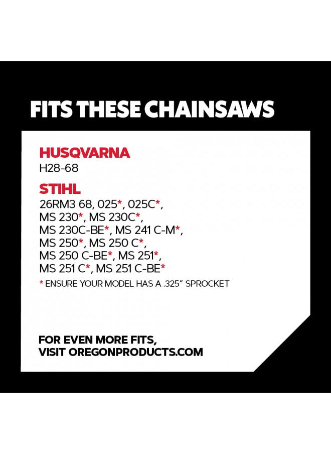 Oregon L68 ControlCut Chainsaw Chain for 18-Inch Bar, 68 Drive Links, .325