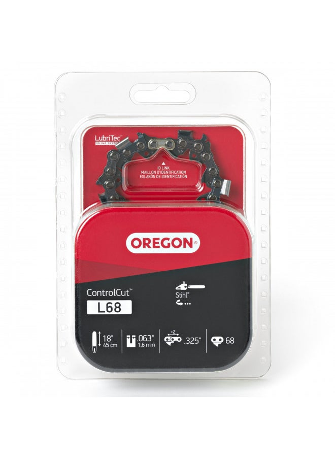 Oregon L68 ControlCut Chainsaw Chain for 18-Inch Bar, 68 Drive Links, .325