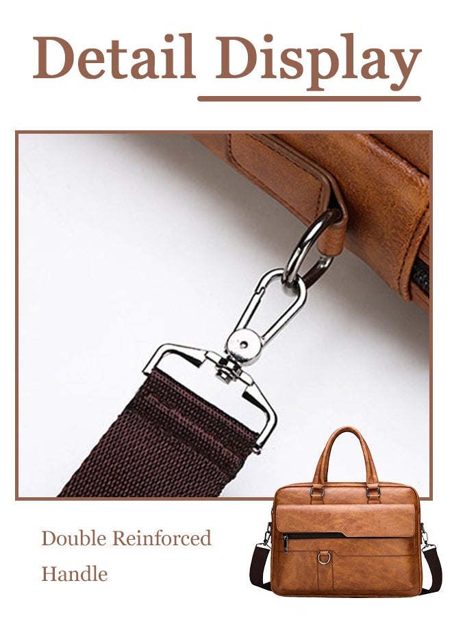Business Messenger Bag Briefcase Handbag for Men Travel Laptop Light Brown