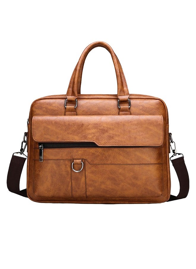 Business Messenger Bag Briefcase Handbag for Men Travel Laptop Light Brown