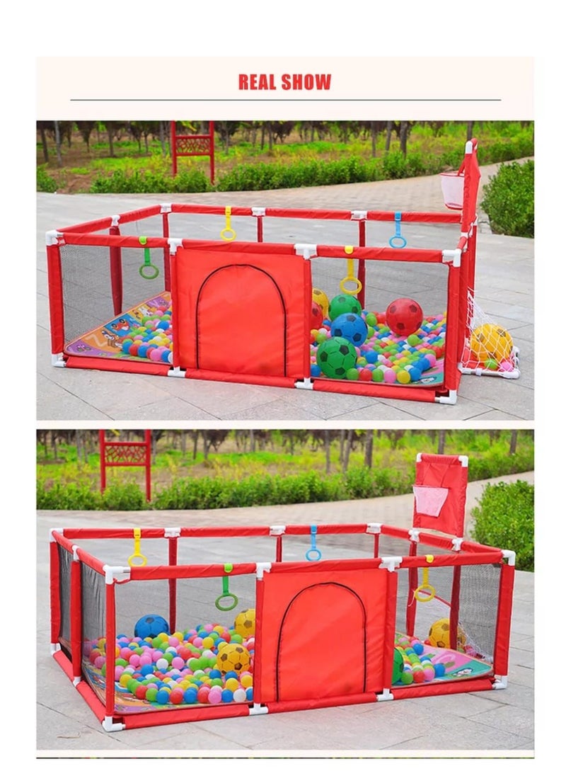 zmHjp-bxy Toddler Fence BabSafety Playpen with Basketball Hoop and ZippereStorage BagSea Ball Pool for Indoor Outdoor(Balls and Basketball Hoop not Included)