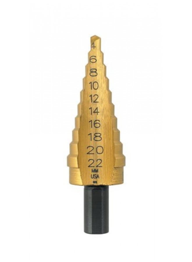 Irwin Tools IRWIN Unibit4MT Shank Step Drill Bit, Titanium Nitrate Coated 4MM to 22MM by 3/8