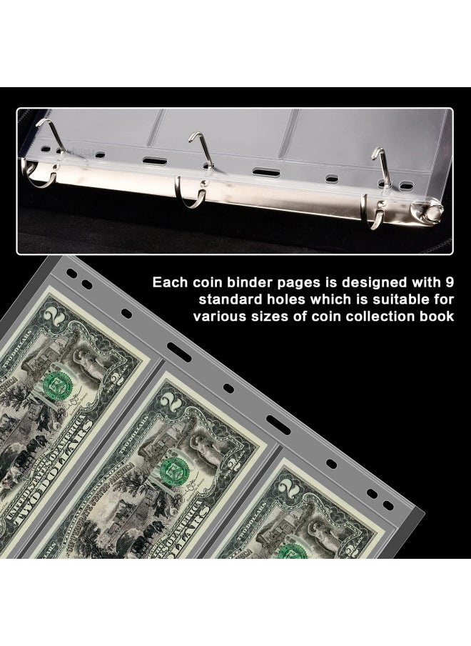 12 Sheets Coin Collection Supplies Pages, Coins Collecting Book Album Protectors Sleeves with Standard 9 Hole for Coin Binder, Currency Holder Storage for Pennies, Quarters, Stamp Supply (12 Pocket)