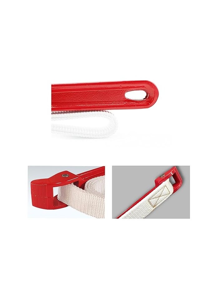 Strap Wrench 12 inch with White Color Nylon Belt & Red Color Aluminium Alloy Handle