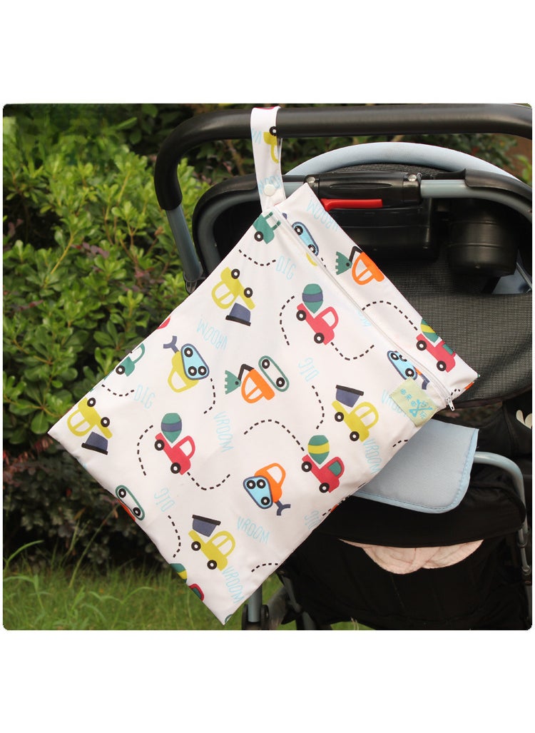 Baby supplies single-layer zipper baby stroller waterproof hanging bag baby diaper bag out storage bag urine insulation Blue car 30cm * 40cm