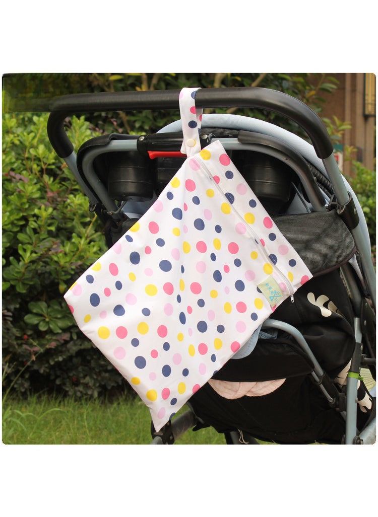 Baby supplies single-layer zipper baby stroller waterproof hanging bag baby diaper bag out storage bag urine insulation Pink Dots-30cm * 40cm