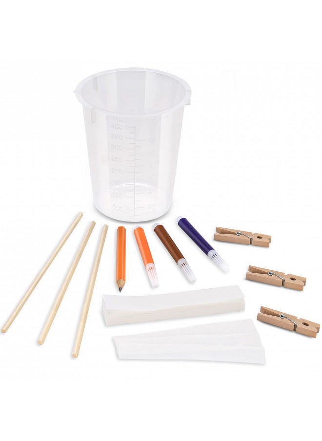 Paper Chromatography Experiment Kit With Lab Instructions - DIY Science Experiment For Home, School, Lab - Kit Includes 50-Sheet Filter Paper, Beaker, Dowel, Clips, Pens, Pencil, Detailed Instructions