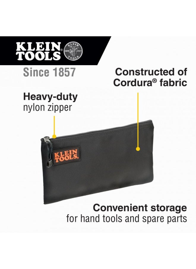 Klein Tools 5139B Zipper Bag, Cordura Nylon Tool Pouch with Heavy-Duty Nylon Zipper Close, 12-1/2-Inch, Black