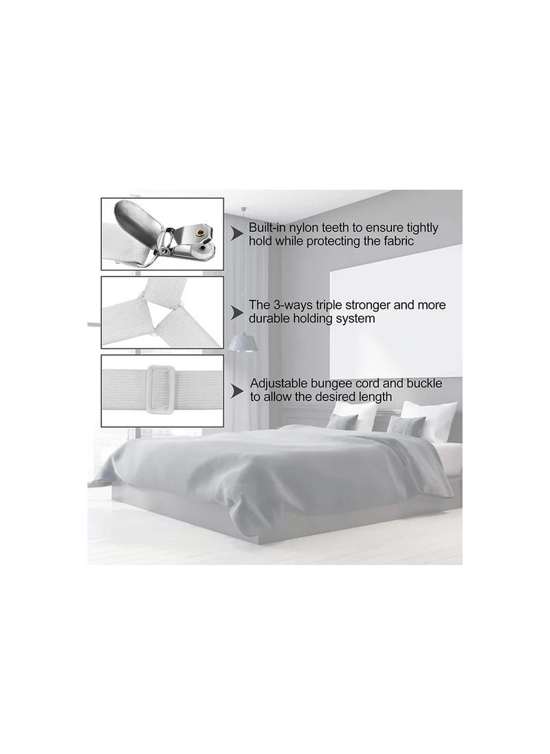 1-Piece 6 Adjustable Heads Elastic Fitted Sheet Straps,Crisscross Bed Sheet Fasteners Suspenders,Fit Round and Square Mattresses