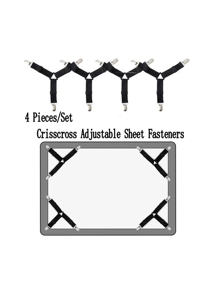 4-Pieces/Set Triangle Bed Mattress Sheet Clips Grippers Straps,Suspender Fastener Holder for Bedding Supplies