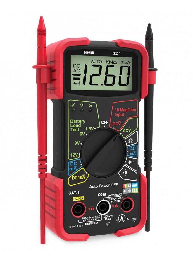 INNOVA 3320 Auto-Ranging Digital Multimeter, Red & Black