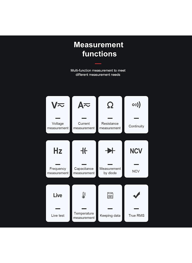 HT118E Digital Multimeter Auto Range Multi-meter 20,000 Counts True RMS Measuring AC/DC Voltage & Current Resistance Capacitance Frequency Temperature Continuity Duty MAX/MIN Mesaurement Live & NCV Test Diode with LCD Backlight Flashlight