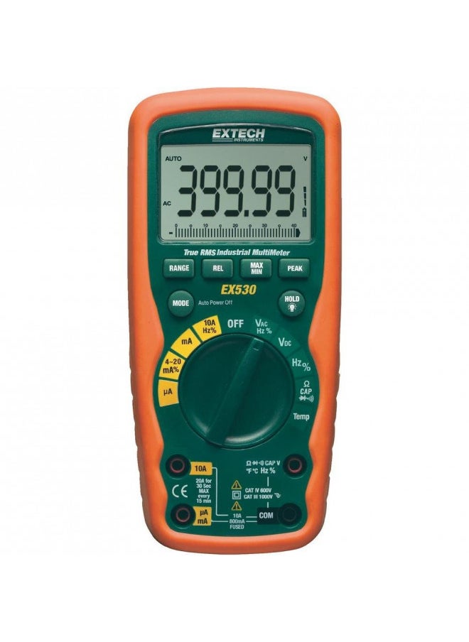 Extech EX530 True RMS Heavy Duty Industrial MultiMeter,orange and green