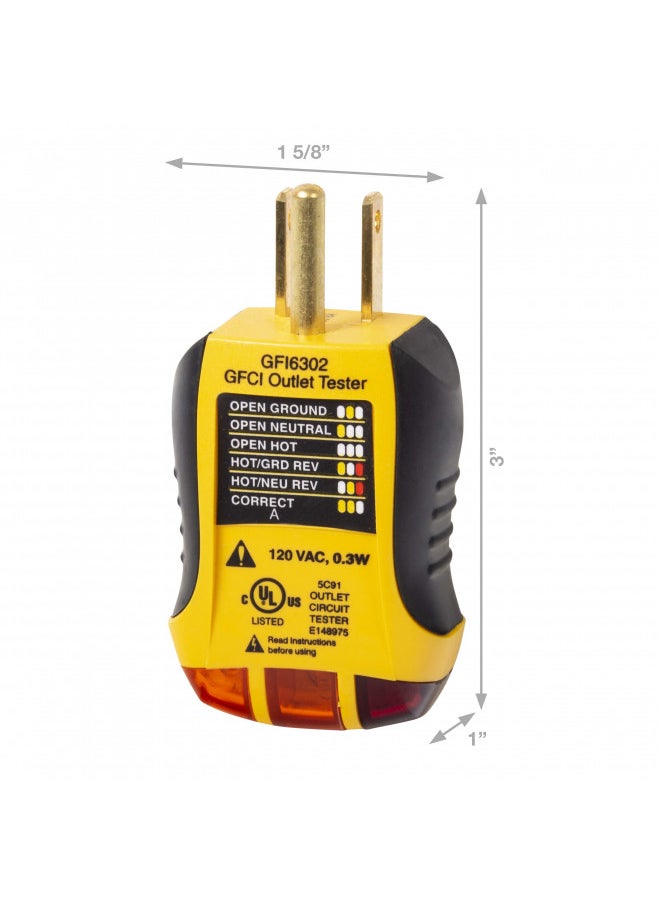 Sperry Instruments STK001 Non-Contact Voltage Tester (VD6504) & GFCI Outlet / Receptacle Tester (GFI6302) Kit, Electrical AC Voltage Detector, Yellow & Black