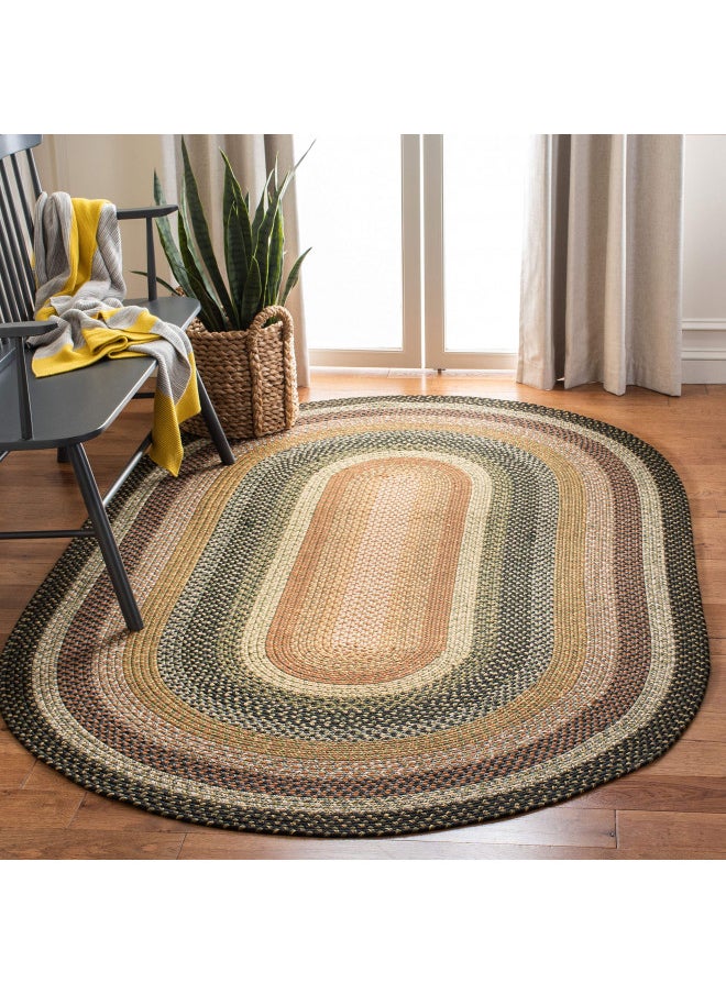 SAFAVIEH Braided Collection Area Rug - 3' x 5' Oval, Multi, Handmade Country Cottage Reversible, Ideal for High Traffic Areas in Living Room, Bedroom (BRD308A)