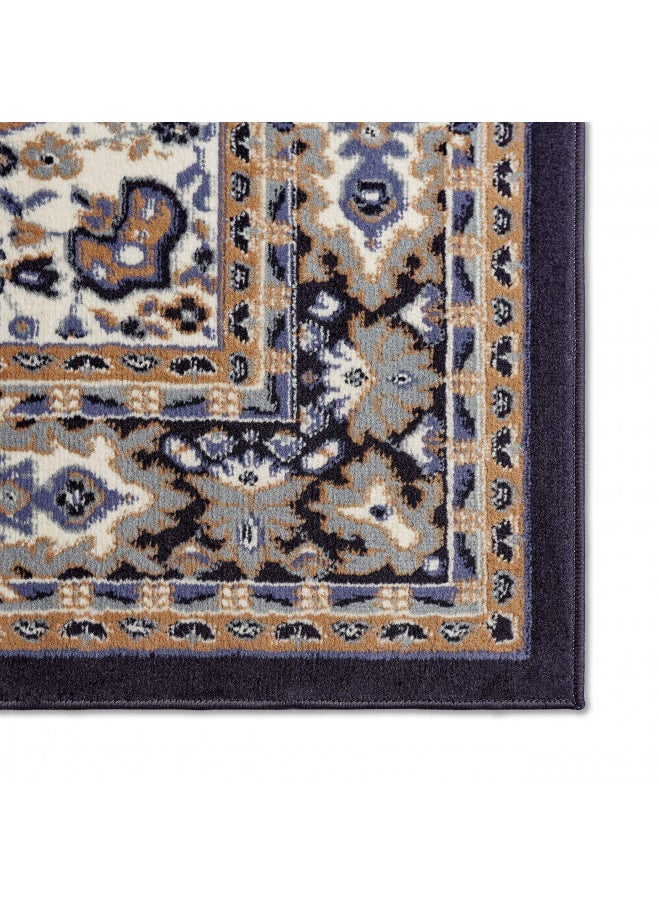 Home Dynamix Premium Sakarya Traditional Medallion Border Area Rug, Navy Blue, 1'9