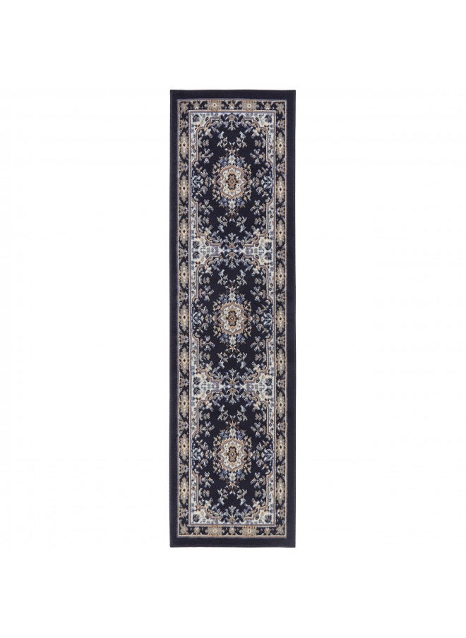 Home Dynamix Premium Sakarya Traditional Medallion Border Area Rug, Navy Blue, 1'9