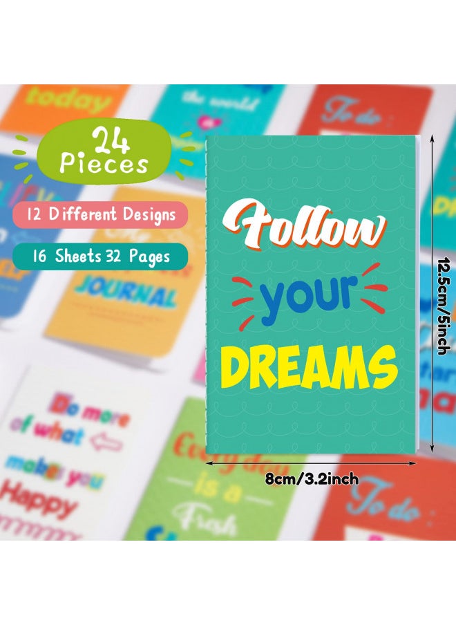 Zonon 24 Pcs Mini Colorful Notebooks Bulk Gifts, Funny Motivational Journals Notepads Inspirational Notepads Kids Small Pocket Notebook Teacher School Office Prizes Travel(Colorful Style)