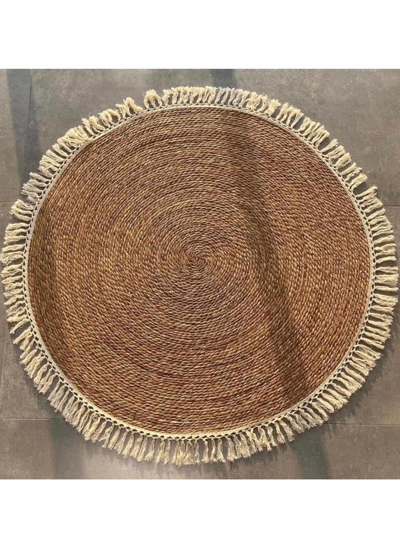 Handwoven Round Jute Rug – 100 cm Eco-Friendly Boho Area Mat for Living Room, Bedroom, & Dining Room | Natural Chic Home Decor